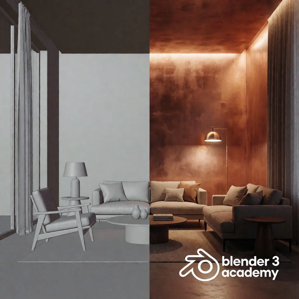 Post-procesado en compositor de nodos de Blender