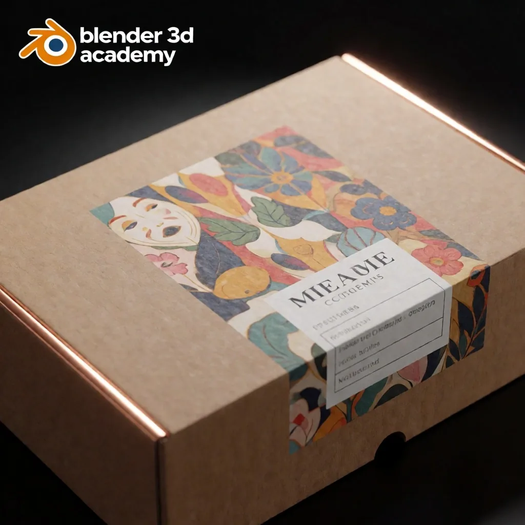 Diseño de packaging proyectado sobre un volumen 3D en Blender