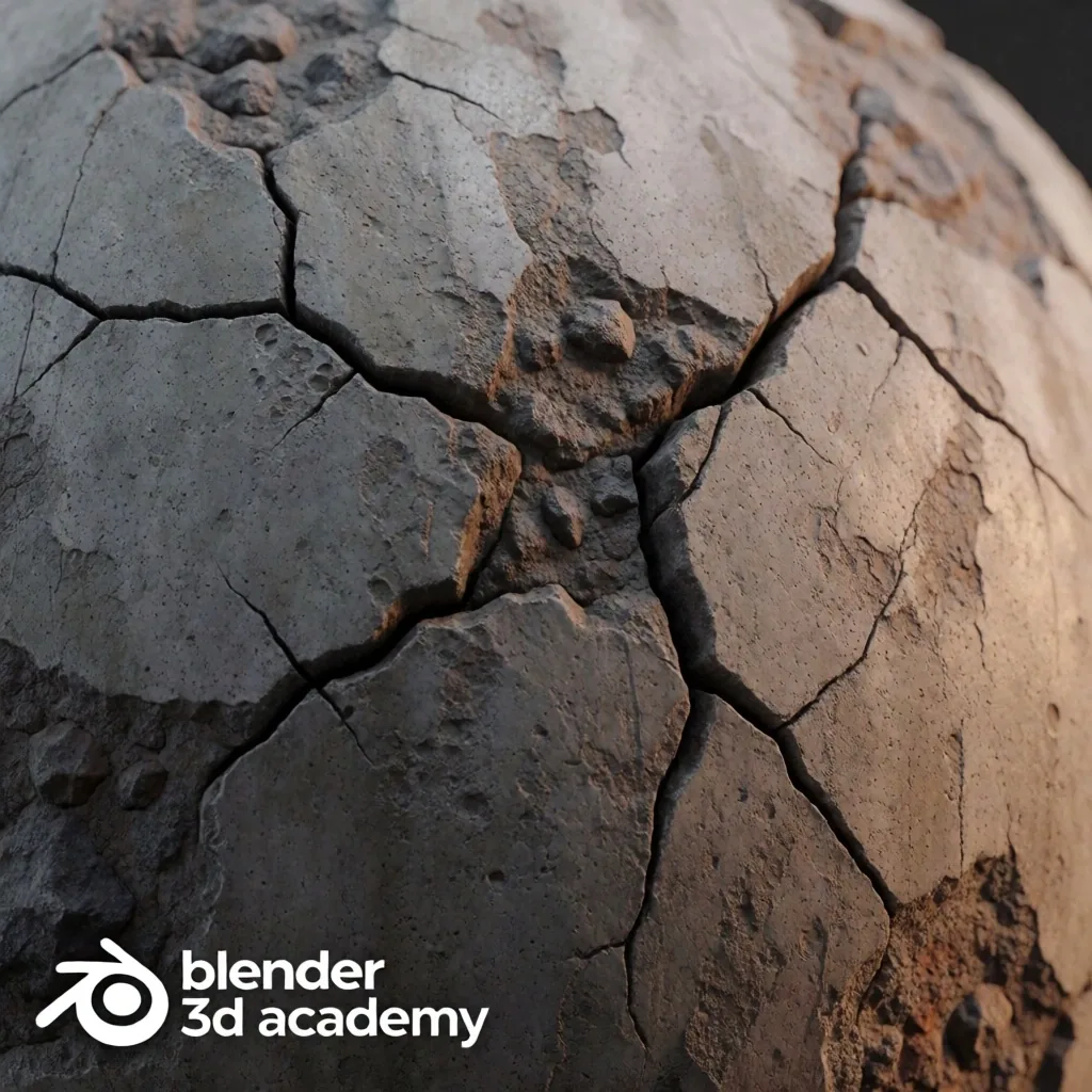 Material procedural de concreto con grietas generado con nodos