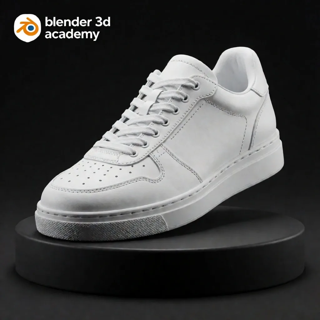 Render de producto: zapatilla blanca para catálogo e-commerce