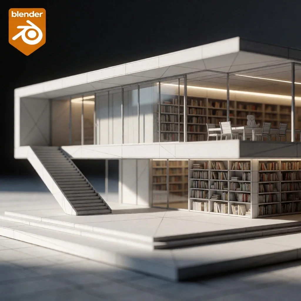 Malla 3D de estructura arquitectónica